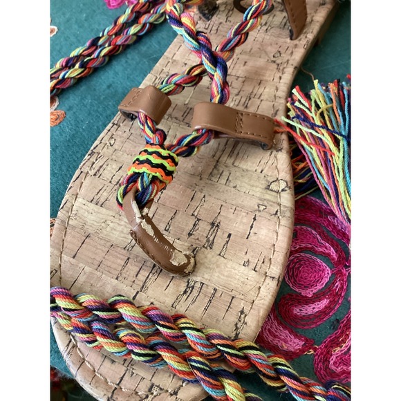 Circus by Sam Edelman Braided Lace Up Sandals 8.5 Multi Color Boho - Picture 3 of 4